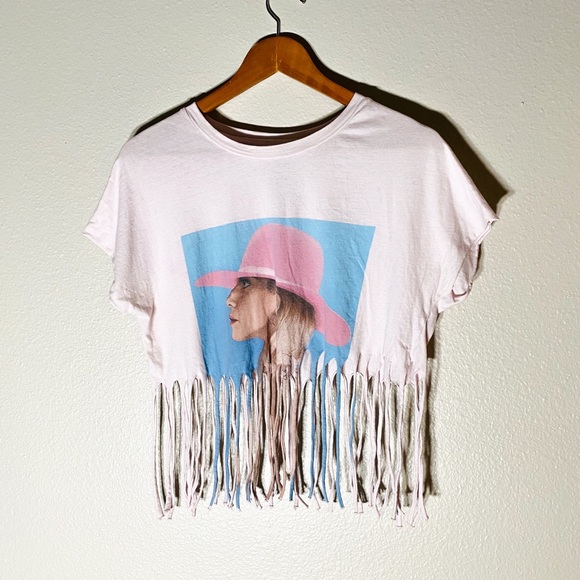 Lady Gaga pink fringe tshirt - Picture 1 of 6